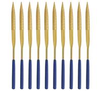 FOCMKEAS 10 PCS Diamond Needle File (5mm x 180mm,150 Grit) Titanium Coated Mini Metal Files Barette Files for Precision Metal File Work Miniature DIY Jewelers/Glass/Ceramic