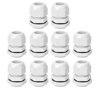 FOCMKEAS 10 PCS M32x1.5 Cable Gland with Locknut and Gaskets, Thread(16-21mm Dia.) Adjustable IP68 Waterproof Nylon Cord joints for Junction Box Connection, Electrical Appliances (White)