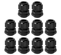 FOCMKEAS 10 PCS M32x1.5 Cable Gland with Locknut and Gaskets, Thread(16-21mm Dia.) Adjustable IP68 Waterproof Nylon Cord joints for Junction Box Connection, Electrical Appliances (Black)
