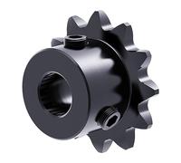 FOCMKEAS 12 Tooth Roller Chain Sprocket B Type Hardened Teeth, 25 Chain Sigle Strand 1/4-Inch Pitch, 10mm Bore Black Oxide C45 Carbon Steel with Fasten Screws for 04C Chain