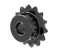 FOCMKEAS 15 Tooth Roller Chain Sprocket B Type Hardened Teeth, 25 Chain Sigle Strand 1/4-Inch Pitch, 10mm Bore Black Oxide C45 Carbon Steel with Fasten Screws for 04C Chain