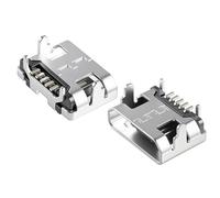 FOCMKEAS 20 Pcs Micro USB Female Socket Connector Jack Port,5 Pin 90 Degree Without Edge in The Shape of ox Horn,SMD SMT Connector Jack Port