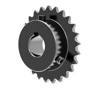 FOCMKEAS 25 Tooth Roller Chain Sprocket B Type Hardened Teeth, 25 Chain Sigle Strand 1/4-Inch Pitch, 12mm Bore Black Oxide C45 Carbon Steel, 5x2.3mm Keyway with Fasten Screws for 04C Chain