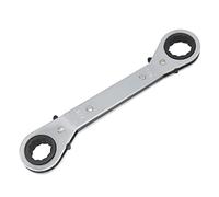 FOCMKEAS 3/8-7/16 Inch Reversible Universal Ratcheting Wrench,Imperial Double Offset Box End， Matte Chrome Plated Cr-V Steel， Heavy-Duty，72 Tooth Ratchet Spanner Crooked for Narrow Spaces