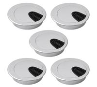 FOCMKEAS 5 PCS Silver Round Desk Grommet, 65mm, ABS Plastic