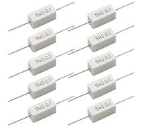 FOCMKEAS Cement Resistor, 10 PCS 5W 2 Ohm 5% Axial Lead Wire Resistors, White Wound Fixed Ceramic, Rectangular Shape