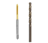 FOCMKEAS Metric Tap and Die Set M3*0.5 Titanium Coated Thread Tap and 2.5mm Twist Drill Bits HSS Right Rotation Tapping Threading Tool Set for Industrial Mechanics Thread cutting tools