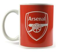 FOCO Arsenal FC Official Slogan Mug, Red with Gunners Text and Club Crest, 11oz Ceramic Coffee Mug in Gift Box