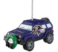 FOCO Baltimore Ravens SUV Vehicle with Wreath Holiday Ornament