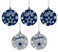FOCO Dallas Cowboys NFL 5 Pack of Shatterproof Ball Ornaments