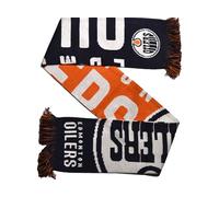 FOCO Edmonton Oilers NHL Scarf, Navy Orange White, Word Mark Big Logo Design, 2020 Collection with Fringe