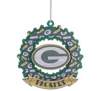 FOCO Green Bay Packers Wooden Wreath Mural Holiday Ornament
