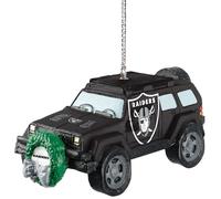 FOCO Las Vegas Raiders SUV Vehicle with Wreath Holiday Ornament