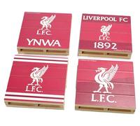 FOCO - Liverpool FC Wooden Pallet Coasters, Set of 4, Club Logo Design, Red