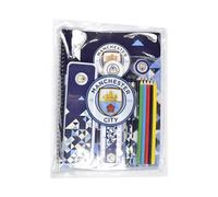 FOCO Manchester City FC Stationery Set with Notepad, Ruler, Pencils, Crest Badges