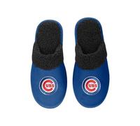 FOCO - Mens MLB Big Logo Team Color Suede Sherpa Scuff Slippers, Chicago Cubs, S
