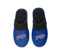 FOCO - Mens NFL Big Logo Team Color Suede Sherpa Scuff Slippers, Buffalo Bills, M