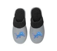 FOCO - Mens NFL Big Logo Team Color Suede Sherpa Scuff Slippers, Detroit Lions, XL