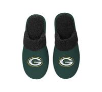 FOCO - Mens NFL Big Logo Team Color Suede Sherpa Scuff Slippers, Green Bay Packers, S