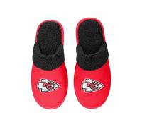 FOCO - Mens NFL Big Logo Team Color Suede Sherpa Scuff Slippers, Kansas City Chiefs, XL