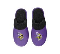 FOCO - Mens NFL Big Logo Team Color Suede Sherpa Scuff Slippers, Minnesota Vikings, S