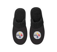 FOCO - Mens NFL Big Logo Team Color Suede Sherpa Scuff Slippers, Pittsburgh Steelers, L