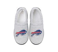FOCO - Mens NFL Team Big Logo Grey Sweatshirt Sherpa Moccasins Adult Unisex Slippers, Buffalo Bills, XL