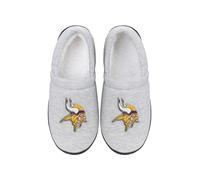 FOCO - Mens NFL Team Big Logo Grey Sweatshirt Sherpa Moccasins Adult Unisex Slippers, Minnnesota Vikings, L