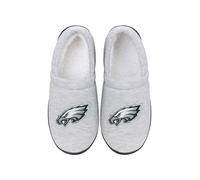 FOCO - Mens NFL Team Big Logo Grey Sweatshirt Sherpa Moccasins Adult Unisex Slippers, Philadelphia Eagles, XX-Large Women/X-Large Men