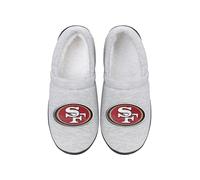 FOCO - Mens NFL Team Big Logo Grey Sweatshirt Sherpa Moccasins Adult Unisex Slippers, San Franciso 49ers, L