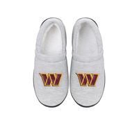 FOCO - Mens NFL Team Big Logo Grey Sweatshirt Sherpa Moccasins Adult Unisex Slippers, Washington Commanders, S
