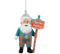 FOCO Miami Dolphins Santa Wearing Overalls Holiday Ornament
