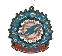 FOCO Miami Dolphins Wooden Wreath Mural Holiday Ornament