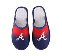 FOCO MLB Men's Official Primary Logo Embroidered Sherpa Lined Gradient Scuff Slide Slippers, Atlanta Braves, 11-12
