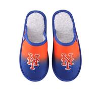 FOCO MLB Men's Official Primary Logo Embroidered Sherpa Lined Gradient Scuff Slide Slippers, New York Mets, 11-12