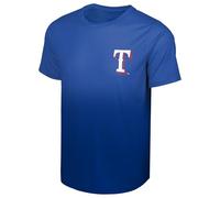 FOCO MLB Men's Official Primary Logo Premier Performance Gradient T-Shirt, Texas Rangers - Blue, Large