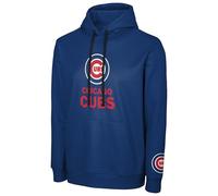 FOCO MLB Men's Official Primary Logo Wordmark Performance Pullover Hoodie Sweatshirt, Chicago Cubs - Blue, L