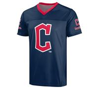 FOCO MLB Men's Officially Licensed Primary Logo Wordmark Ballpark Team Color Baseball Performance V-Neck Top, Cleveland Guardians - Navy, XL