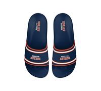 FOCO MLB Men's Officially Licensed Sports Slippers Primary Logo Team Color Stripe Molded Baseball Slides, Houston Astros - Navy, 13-14