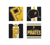 FOCO MLB Official 4-Pack Beverage Drink Ceramic Stone Coaster Set (Pittsburgh Pirates)
