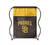 FOCO MLB Officially Licensed Unisex Team Color Baseball Primary Logo Wordmark Drawstring Backpack With Zippered Pocket, San Diego Padres, One Size, Daypack Backpacks
