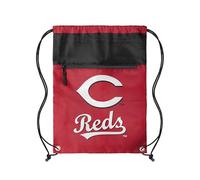 FOCO MLB Officially Licensed Unisex Team Color Baseball Primary Logo Wordmark Drawstring Backpack With Zippered Pocket, Cincinnati Reds, One Size, Daypack Backpacks