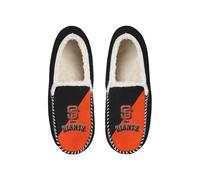 FOCO MLB Unisex-Adult Officially Licensed Color Block Primary Logo Wordmark Sherpa Lined Moccasin Slippers, San Francisco Giants, 15-16 Women/13-14 Men