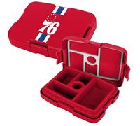 FOCO NBA Unisex-Adult Officially Licensed Team Color Stripe Primary Logo Basketball Leak Proof 5 Compartment Bento Lunch Box - Philadelphia 76ers