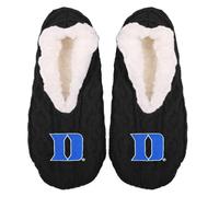 FOCO - NCAA Big Logo Cable Knit Women's Footy Slippers - One Size Fits Most, Duke Blue Devils, One Size