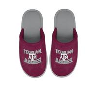FOCO NCAA Men's Official Primary Logo Wordmark Embroidered Stacked Team Logo Scuff Slide Slippers, Texas A&m Aggies - Red, 7-8