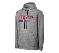 FOCO NCAA Men's Officially Licensed Gray Team Color Primary Logo Wordmark Performance Victory Stripe Pullover Hoodie, Alabama Crimson Tide, Large