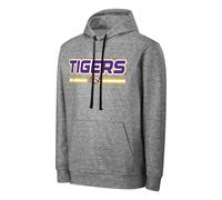 FOCO NCAA Men's Officially Licensed Gray Team Color Primary Logo Wordmark Performance Victory Stripe Pullover Hoodie, Lsu Tigers, Small