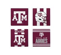 FOCO NCAA Official 4-Pack Beverage Drink Stone Coaster Set (Texas A&M Aggies)