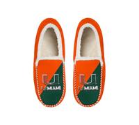 FOCO NCAA Unisex-Adult Officially Licensed Color Block Primary Logo Sherpa Lined Moccasin Slippers, Miami Hurricanes, 7-8 Women/5-6 Men